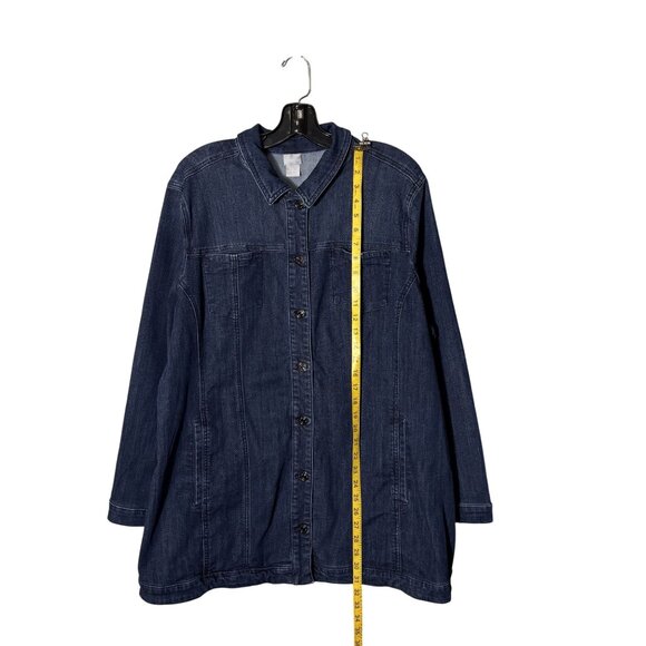 Chicos Deep Blue, Indigo Denim Button-Front Jacket With Pockets Chicos Size 4 - Picture 7 of 11